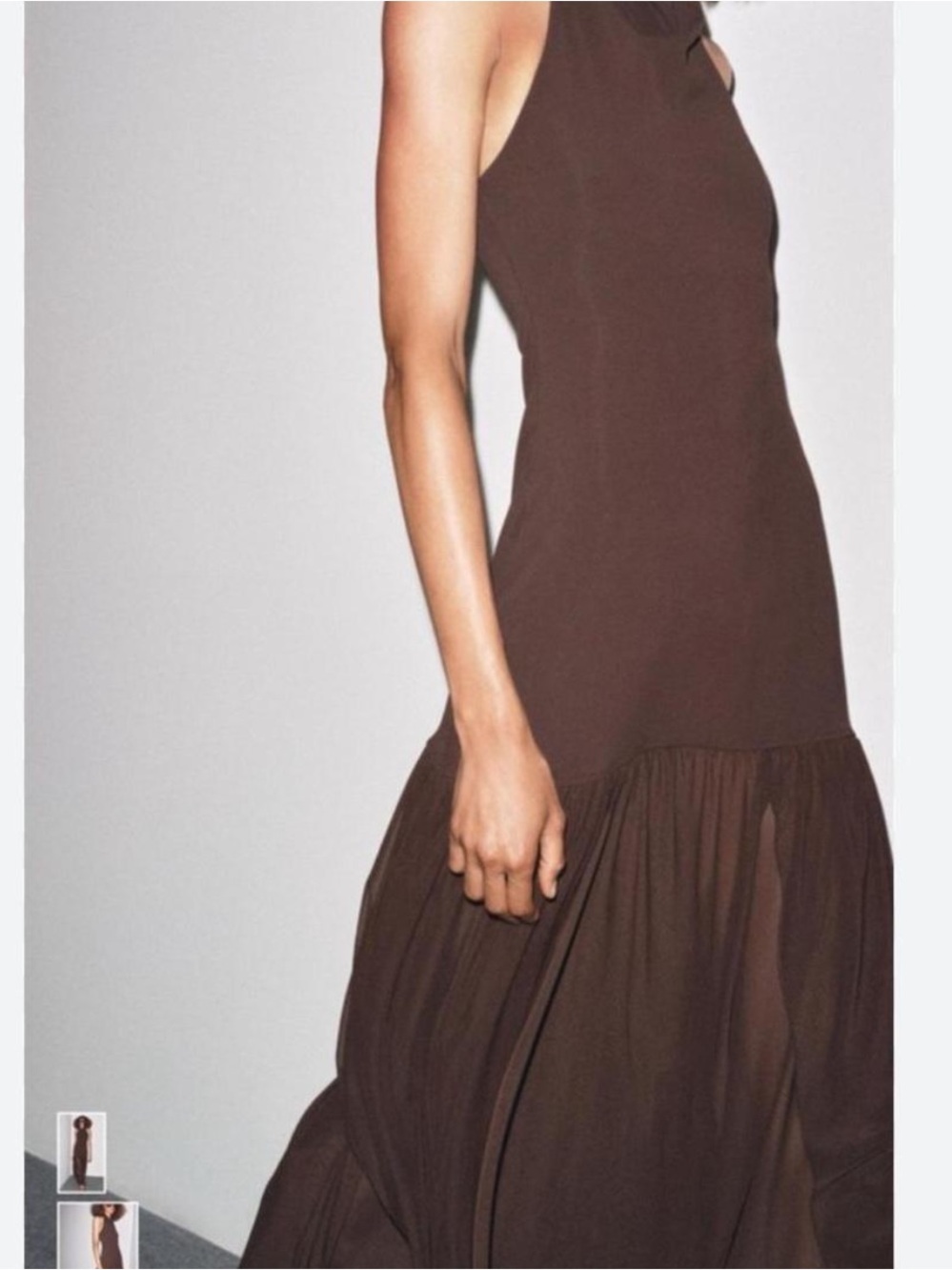 Zara Chocolate Brown Sleeveless Maxi Dress